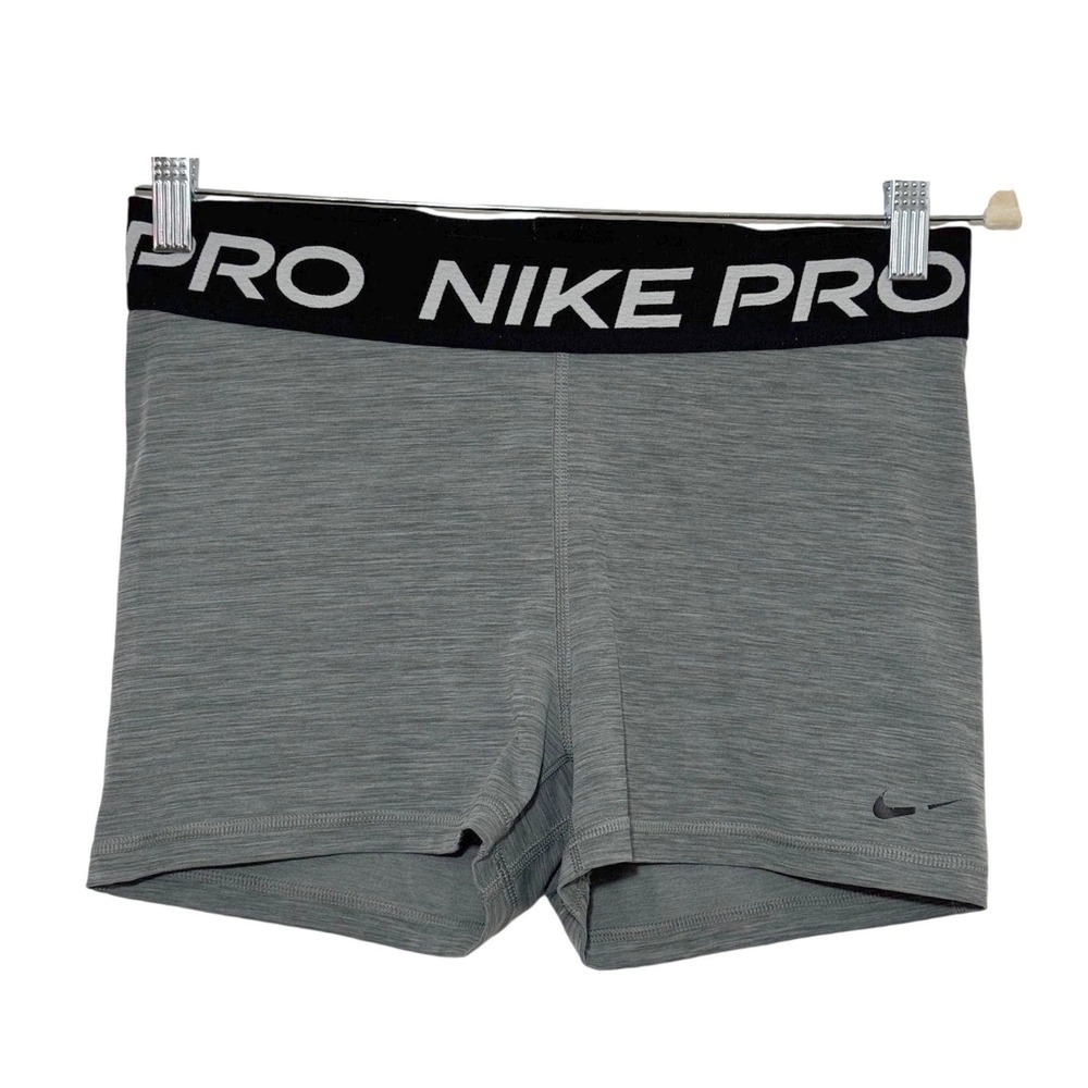 Nike Pro Womens 3 Inch Training Shorts Gray Space Dye Heather CZ9857-084 Large